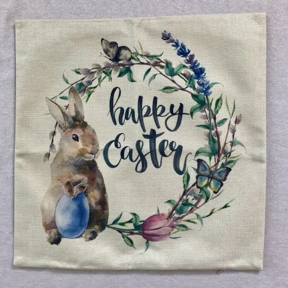 Easter Bunny & Egg NWT 4 Decorative Pillow Cases Spring Farmhouse Floral